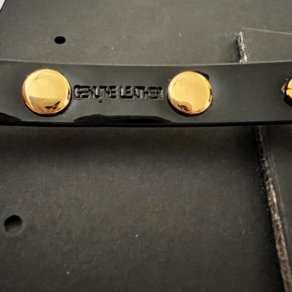 Rustic Cuff Meagan Genuine Leather Gold Studded Black White Wrap Bracelet - Picture 7 of 12